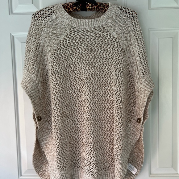 Talbots Sweaters - NWT Talbots Poncho, Loose Knit, Tan Marled Color, Size Medium
